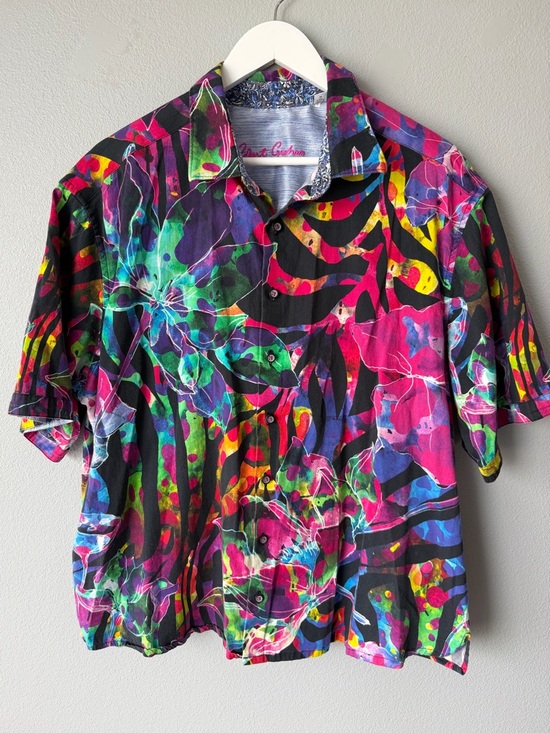 Robert Graham Other - Robert Graham colorful abstract floral short sleeve button down top Men’s 1XL